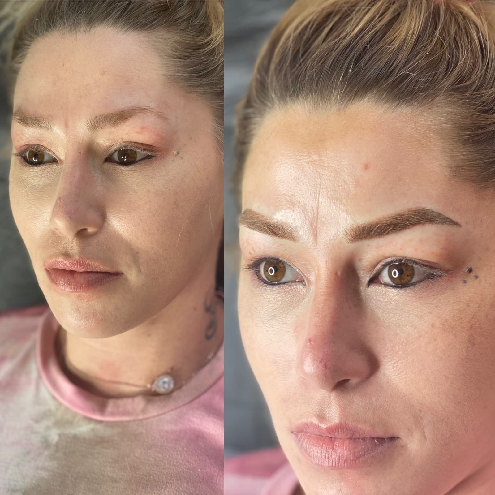Ombre powder brow before and after