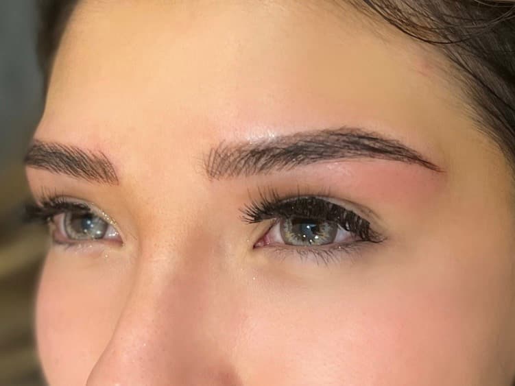 Clean close-up of a finished nano brow service